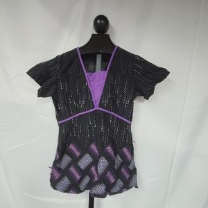 Scrub Works Black Purple Scrub Top XS